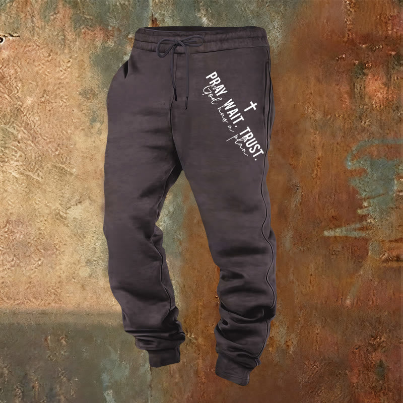 Pantalon de survêtement Christianartworkshop « Prier, Attendre, Faire confiance » : Mantra de foi sur la hanche - Gris foncé - 2XL - image 20