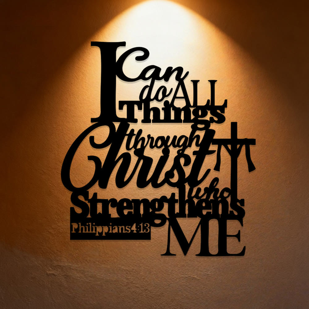 Christianartworkshop Décoration murale en métal « Par le Christ qui me fortifie » : Inspirée de Philippiens 4:13 - 14,27''*15,75''/36,25*40cm - image 0