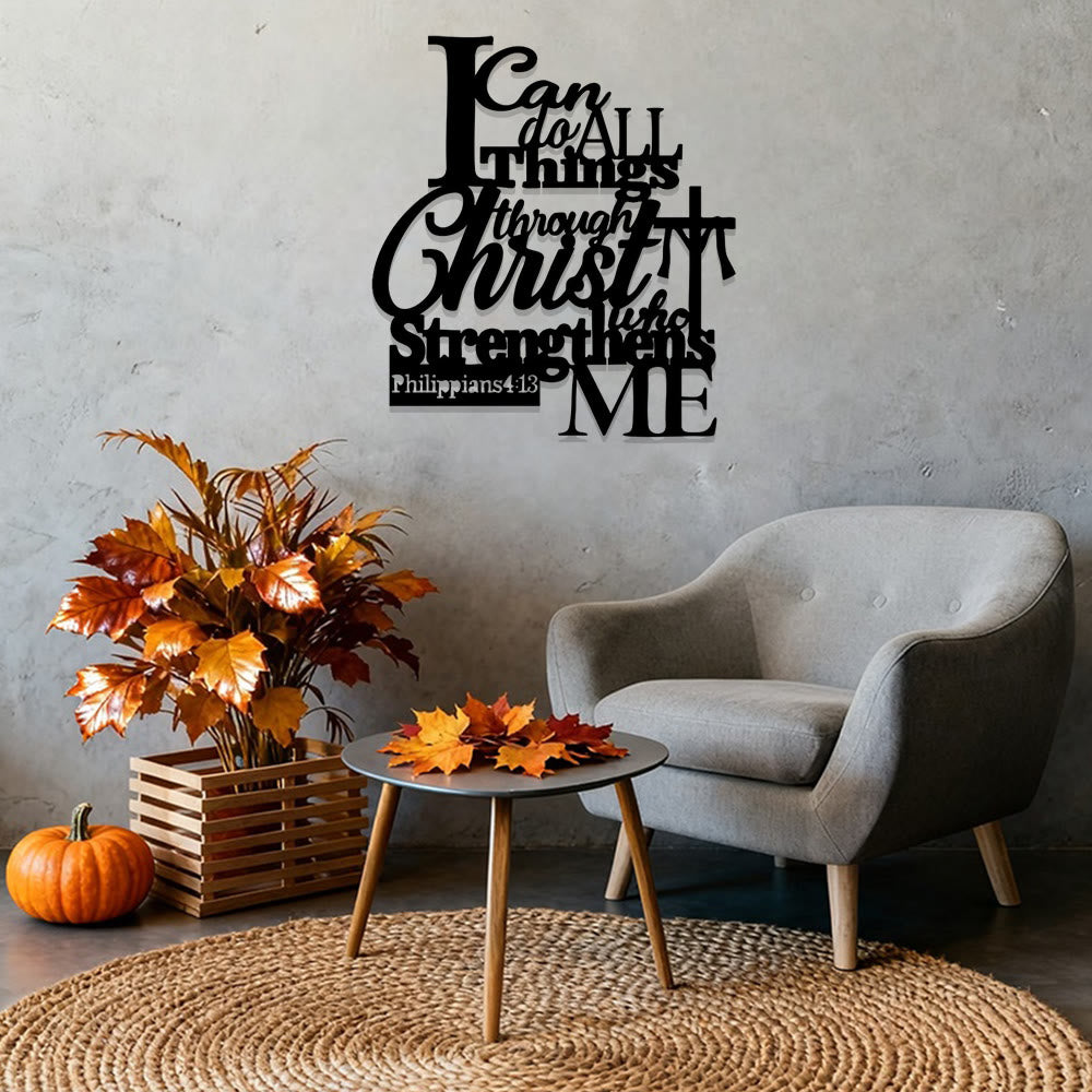 Christianartworkshop Décoration murale en métal « Par le Christ qui me fortifie » : Inspirée de Philippiens 4:13 - image 1