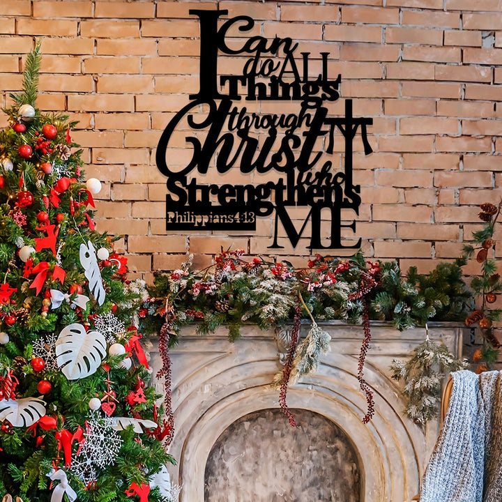 Christianartworkshop Décoration murale en métal « Par le Christ qui me fortifie » : Inspirée de Philippiens 4:13 - image 2