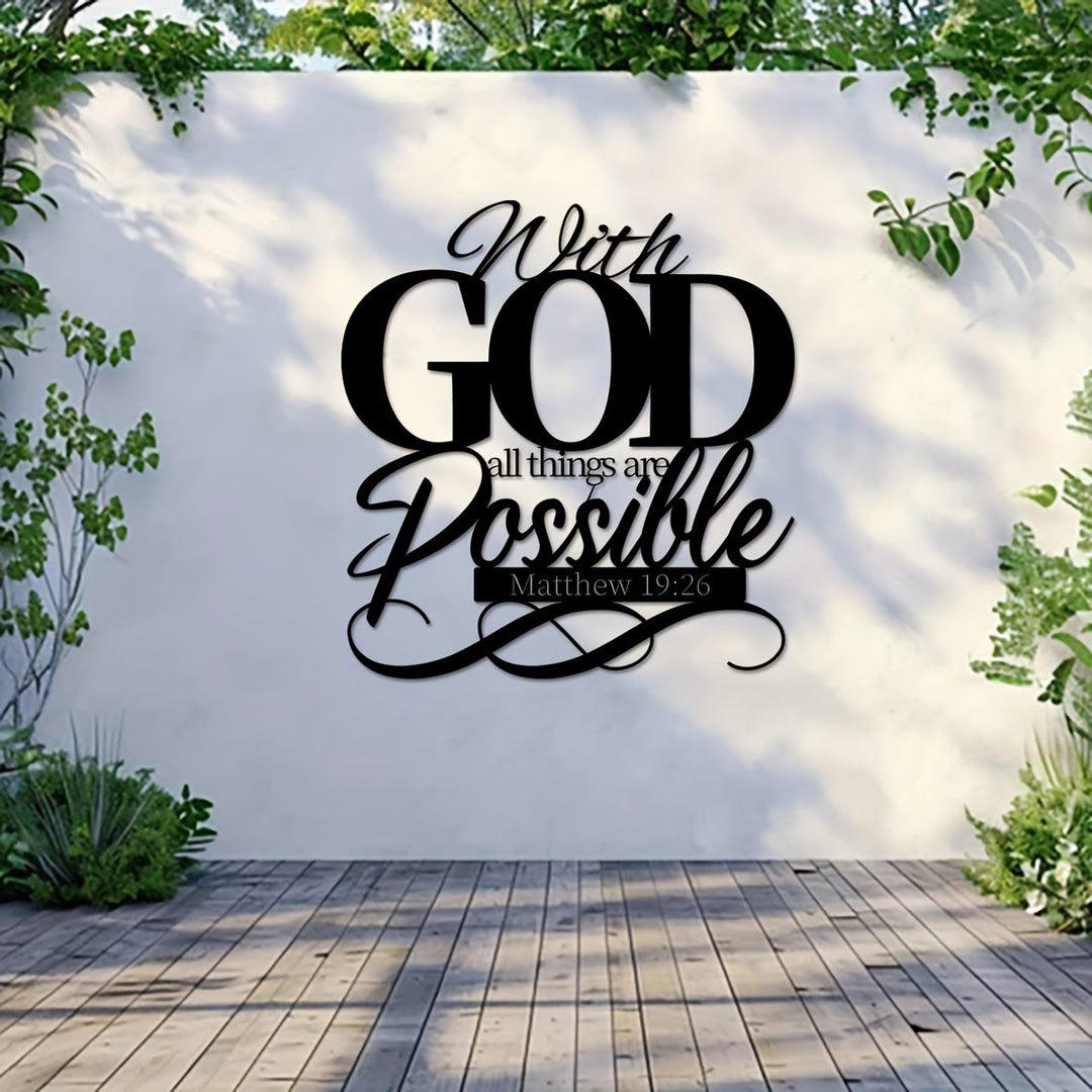 Christianartworkshop Avec Dieu, tout est possible. Décoration murale en métal pour les foyers croyants. - image 1