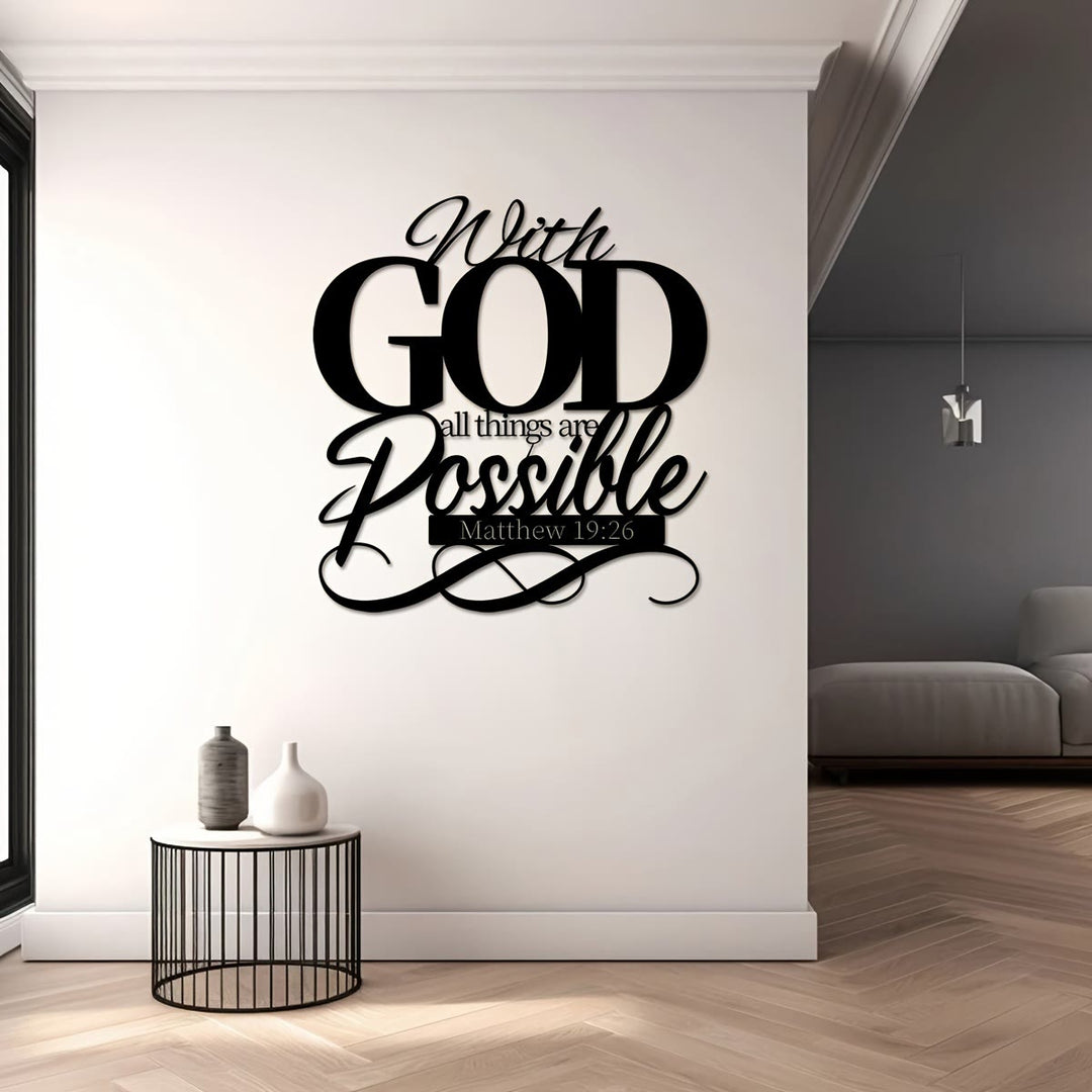 Christianartworkshop Avec Dieu, tout est possible. Décoration murale en métal pour les foyers croyants. - image 5