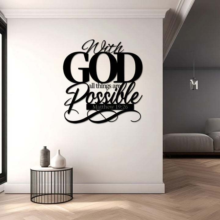 Christianartworkshop Avec Dieu, tout est possible. Décoration murale en métal pour les foyers croyants. - image 5