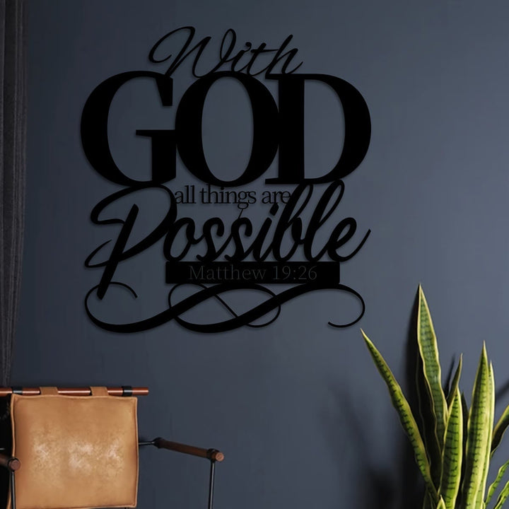Christianartworkshop Avec Dieu, tout est possible. Décoration murale en métal pour les foyers croyants. - image 10