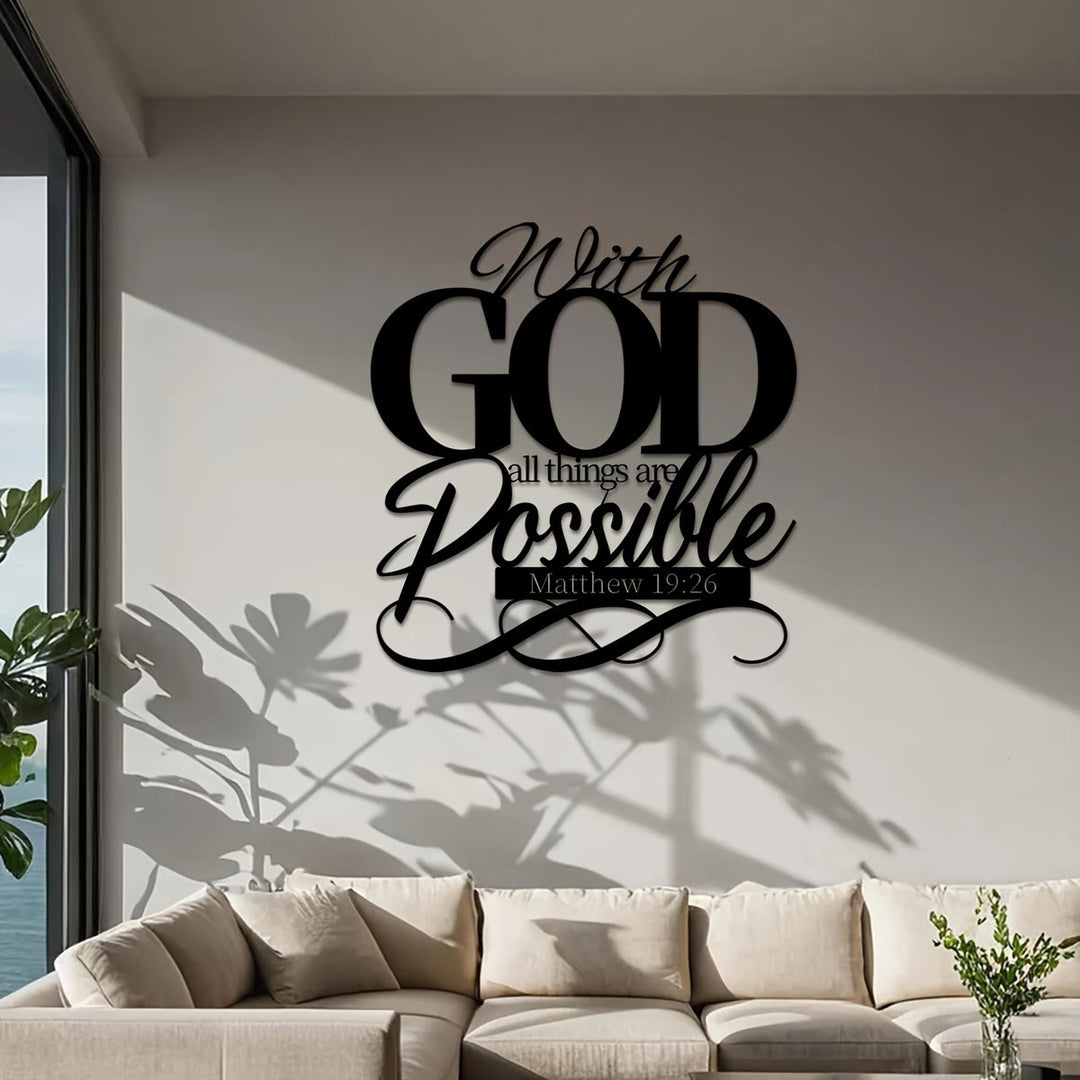 Christianartworkshop Avec Dieu, tout est possible. Décoration murale en métal pour les foyers croyants. - image 2