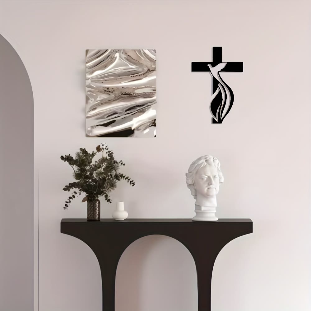 Christianartworkshop Décoration murale en métal travaillé : motif croix et colombe du Saint-Esprit - image 6