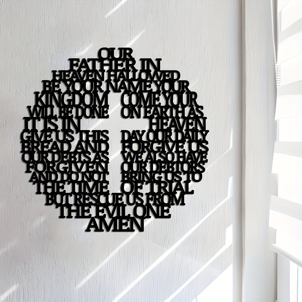 Christianartworkshop Décoration murale artistique en métal avec verset biblique : Croix ornée du Notre Père - image 3
