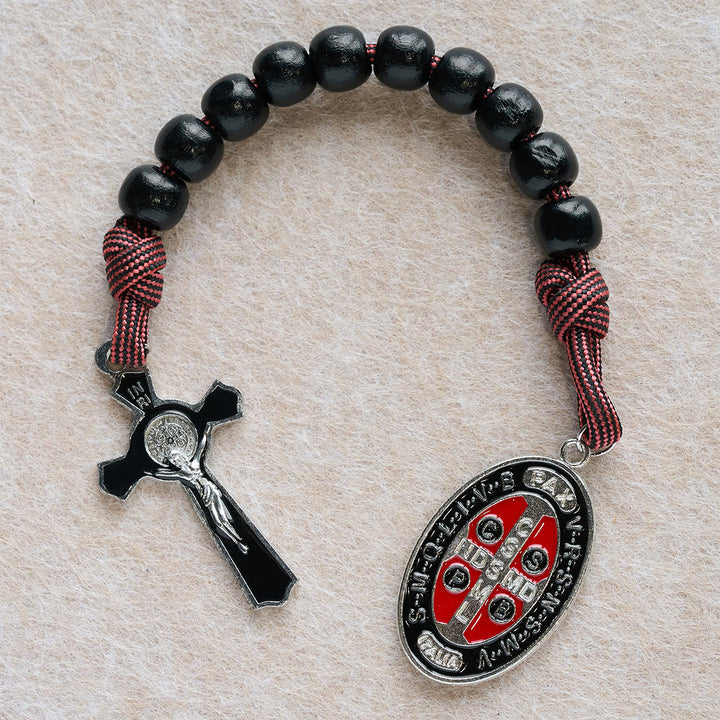 Christianartworkshop Chapelet de poche en paracorde Faith Defender avec saint Benoît : Bouclier du Christ - image 1