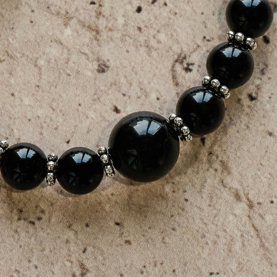 Christianartworkshop Bracelet en obsidienne noire avec pendentif croix, symbole d'armure spirituelle : Priez sans crainte - image 6