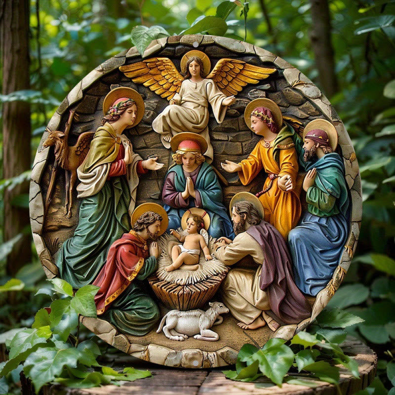 Christianartworkshop Décorations suspendues de la Sainte Famille et des animaux de la Nativité pour une vie pleine de foi - Scène de la Nativité-3 - image 2