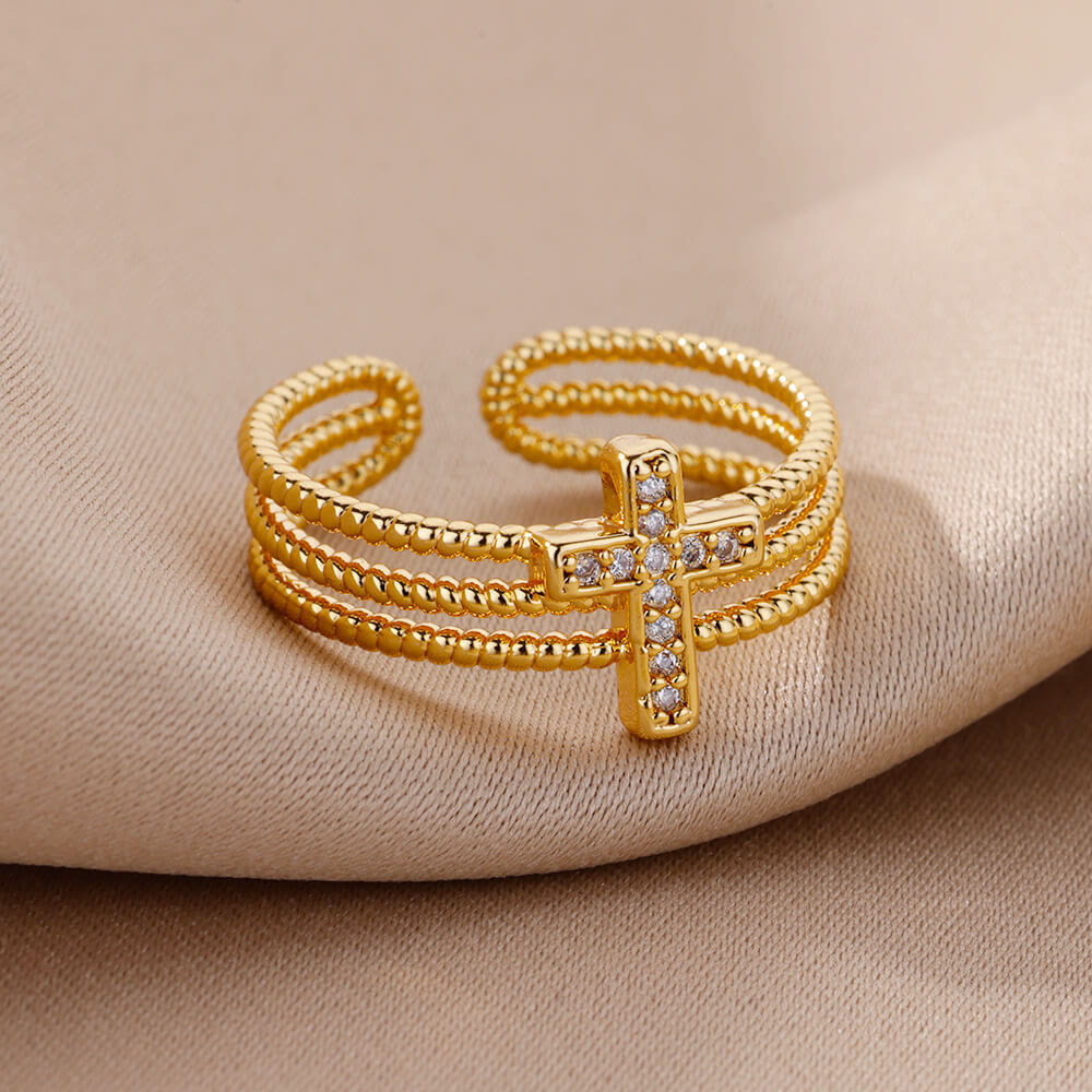 Bague Croix Étincelante Christianartworkshop : Zircon - Un design serti pour la foi - Cadeau Inspirant - image 1