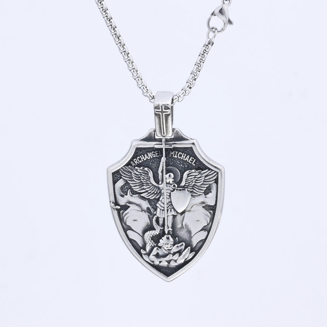 Christianartworkshop Collier pendentif bouclier de l'archange Michel : Foi et protection au quotidien - Argent - image 5