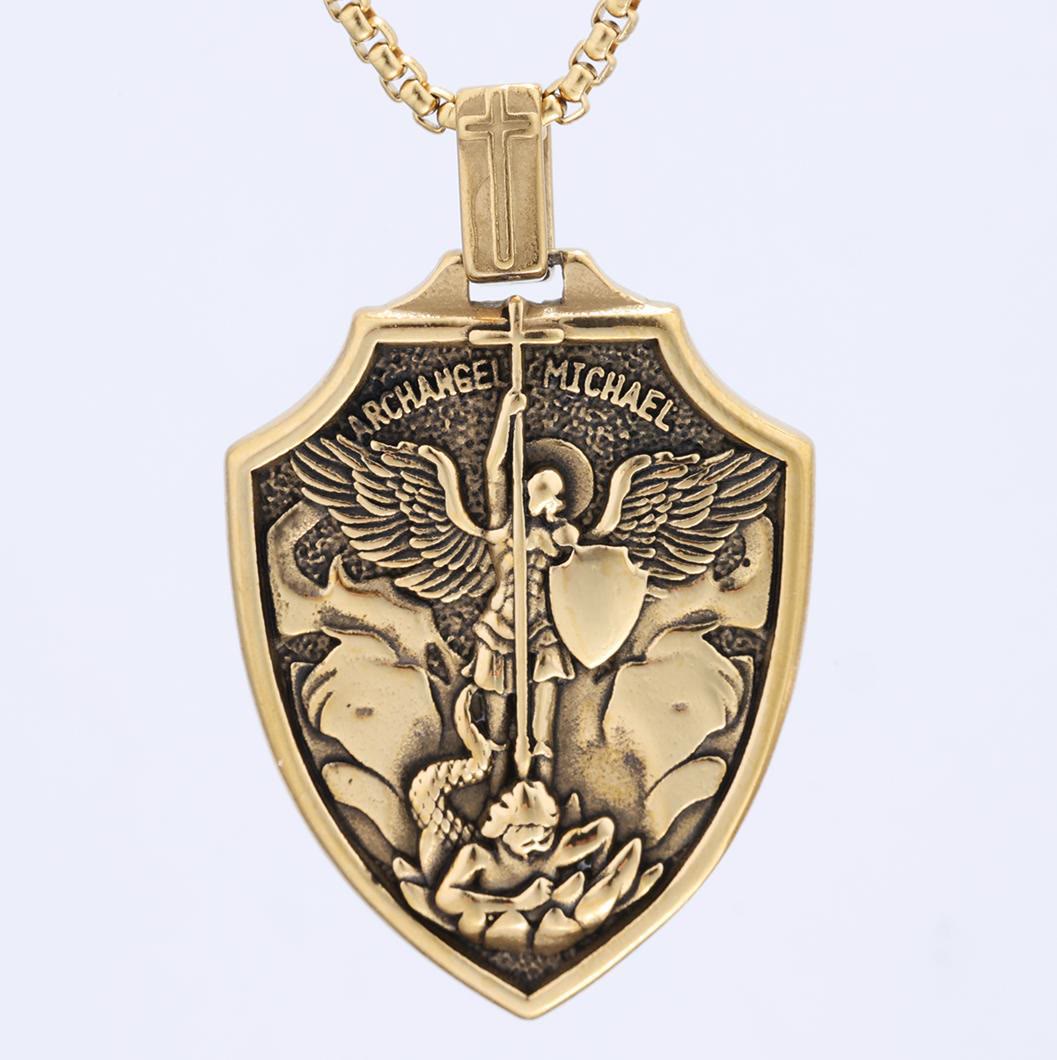 Christianartworkshop Collier pendentif bouclier de l'archange Michel : Foi et protection au quotidien - image 1