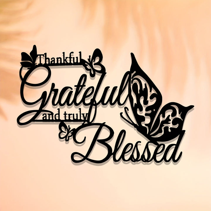 Christianartworkshop Décoration murale papillon en métal « Grateful Blessed » : un accent de foi et de gratitude pour la maison - image 5