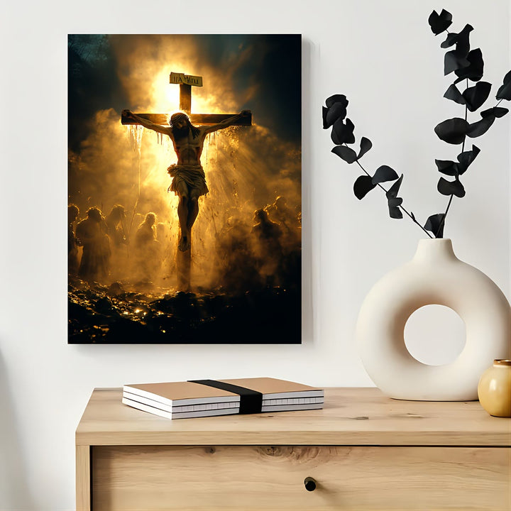 Christianartworkshop Affiches quotidiennes sur la crucifixion : un rappel constant de dévotion pour les foyers croyants - Tableau sur toile encadré - 11,81 po × 15,75 po × 0,71 po / 30 × 40 × 1,8 cm - image 0
