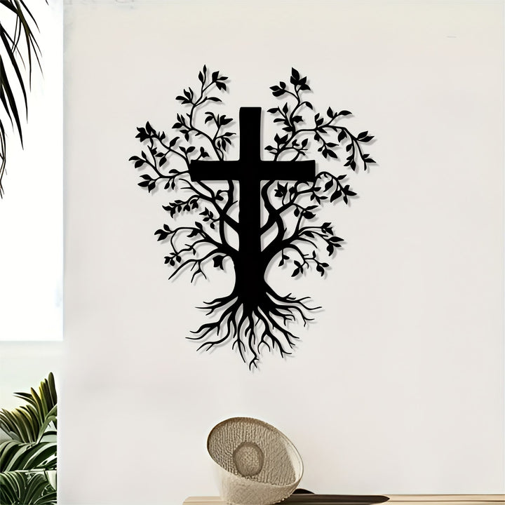 Christianartworkshop Décoration murale en métal « Croix et arbre pour la vie spirituelle », rappel quotidien de la foi - image 4