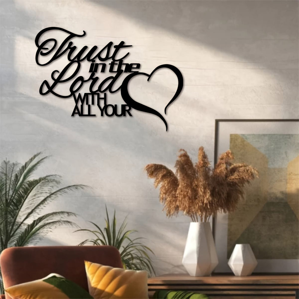 Christianartworkshop Décoration murale en métal « Cœur de confiance en Dieu » : une assurance fidèle pour un foyer spirituel - image 1