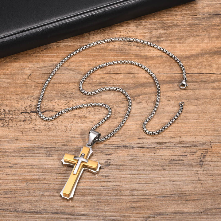 Christianartworkshop Collier pendentif croix gardienne à 4 couleurs : Foi et protection au quotidien - Argent et or - image 7