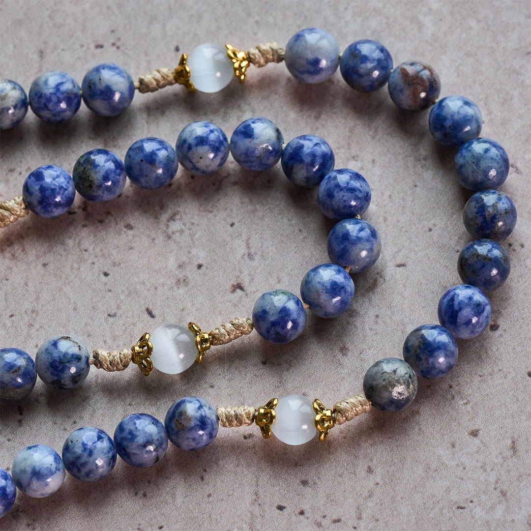 Christianartworkshop Cœur Immaculé de Marie et crucifix en pierre bleue ronde de 8 mm, cordon en nylon, chapelet - image 3