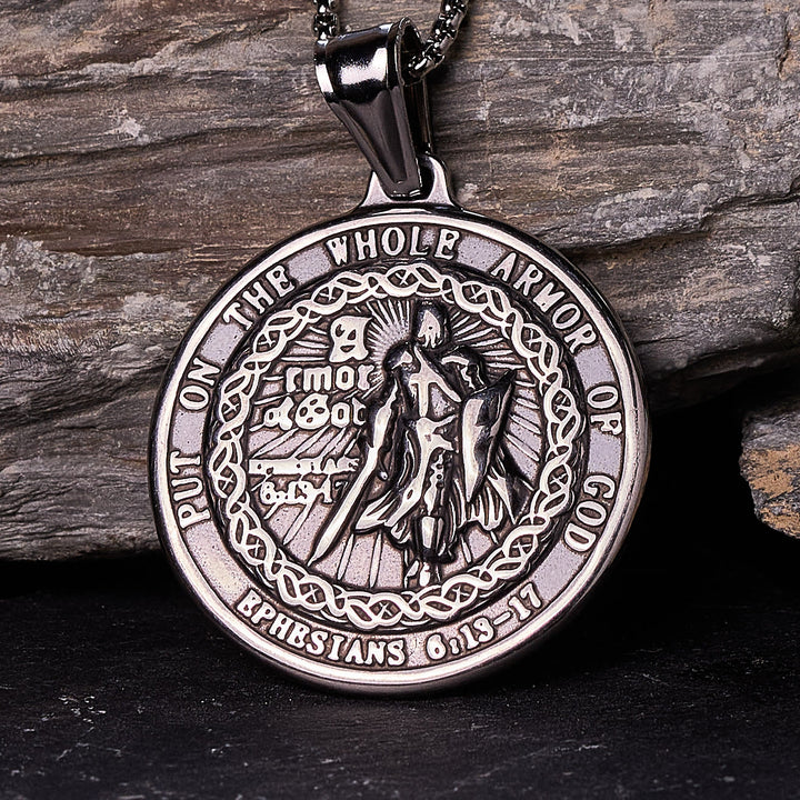 Christianartworkshop Collier pendentif Armure de Dieu : Protection spirituelle et dévotion intemporelle - Rétro - image 0