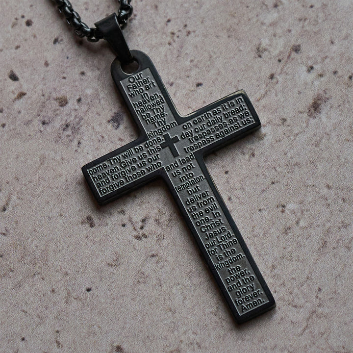 Christianartworkshop Collier pendentif croix en acier inoxydable avec la prière du Seigneur - image 7