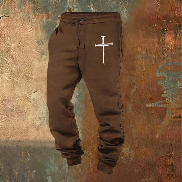 Pantalon de survêtement Croix Épée de Christianartworkshop : Une foi élégante pour tous les moments du quotidien - Brun - 2XL - image 20