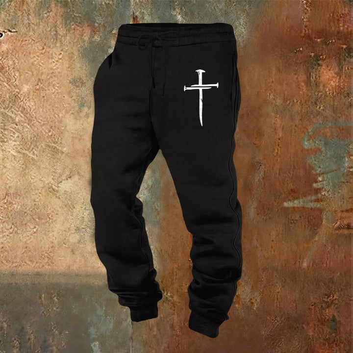 Pantalon de survêtement Croix Épée de Christianartworkshop : Une foi élégante pour tous les moments du quotidien - Noir - 2XL - image 8