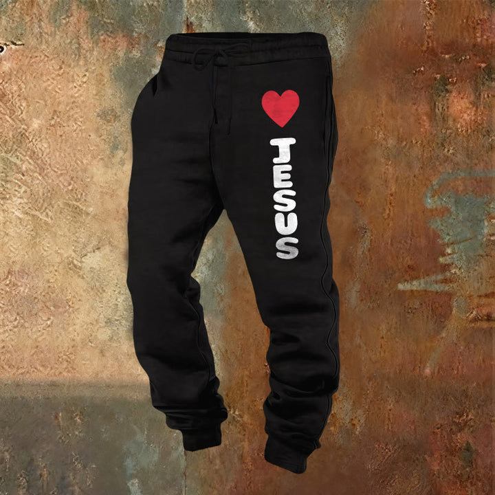 Pantalon de survêtement Christianartworkshop Heart for Jesus : à porter au quotidien avec une affection fidèle - Noir - 2XL - image 16