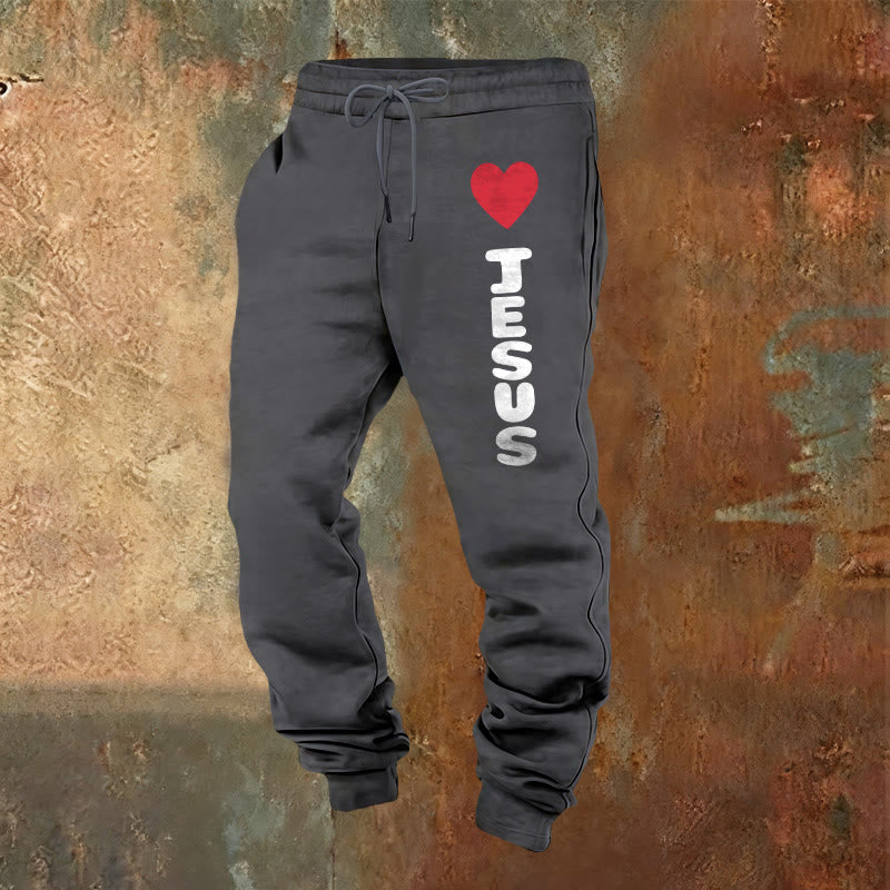 Pantalon de survêtement Christianartworkshop Heart for Jesus : à porter au quotidien avec une affection fidèle - Gris chaud - 2XL - image 4