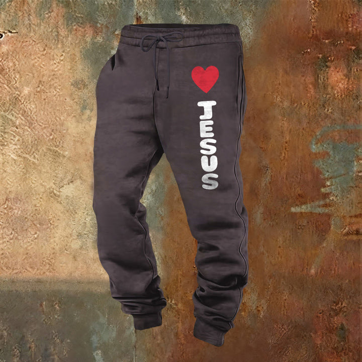 Pantalon de survêtement Christianartworkshop Heart for Jesus : à porter au quotidien avec une affection fidèle - Gris foncé - 2XL - image 8