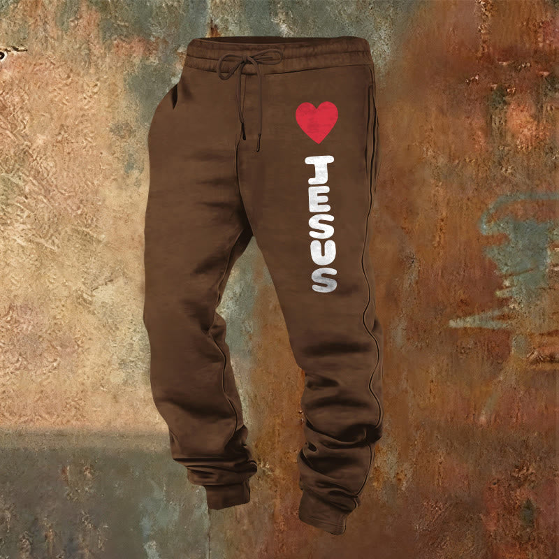 Pantalon de survêtement Christianartworkshop Heart for Jesus : à porter au quotidien avec une affection fidèle - Brun - 2XL - image 20