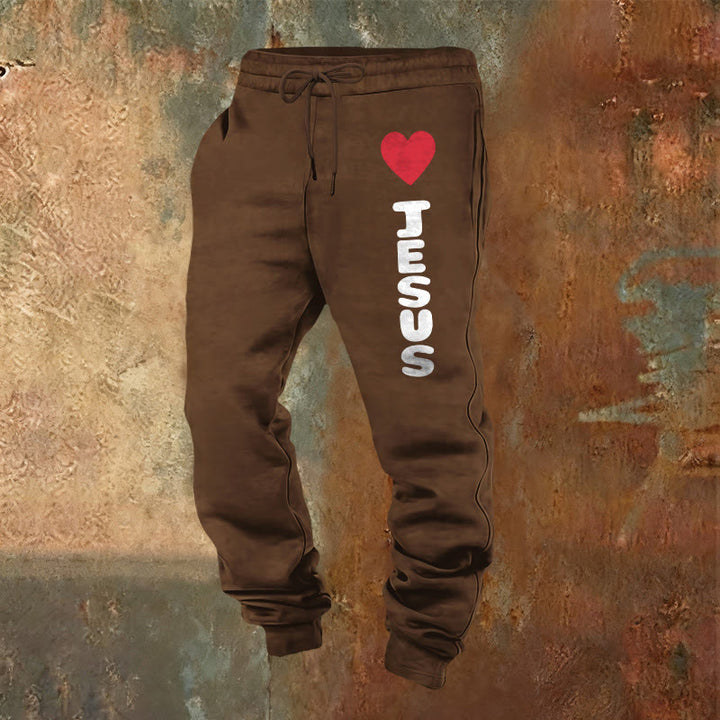 Pantalon de survêtement Christianartworkshop Heart for Jesus : à porter au quotidien avec une affection fidèle - Brun - 2XL - image 20