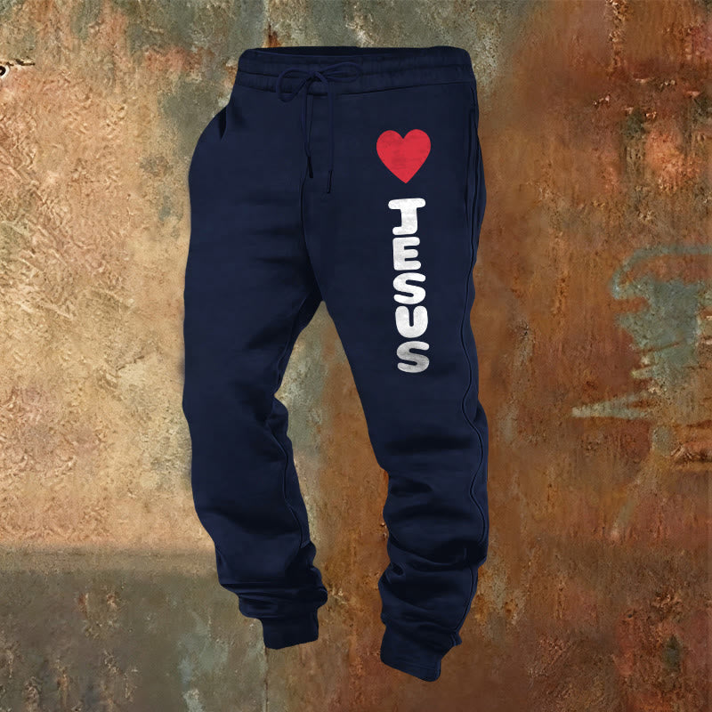Pantalon de survêtement Christianartworkshop Heart for Jesus : à porter au quotidien avec une affection fidèle - Bleu marine - 2XL - image 12