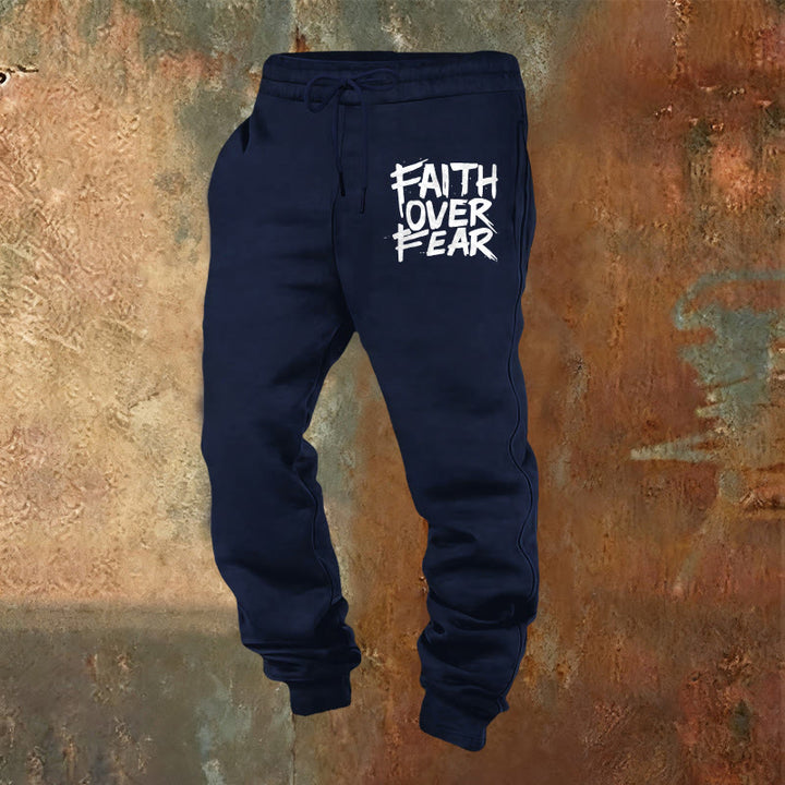 Christianartworkshop Pantalon de survêtement « La foi plutôt que la peur » : À porter au quotidien avec courage spirituel - Bleu marine - 2XL - image 12