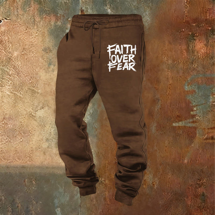Christianartworkshop Pantalon de survêtement « La foi plutôt que la peur » : À porter au quotidien avec courage spirituel - Brun - 2XL - image 0