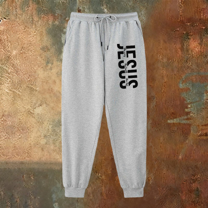 Pantalon de survêtement superposé à l'effigie de Jésus, créé par Christianartworkshop : un vêtement du quotidien porteur de spiritualité. - image 10