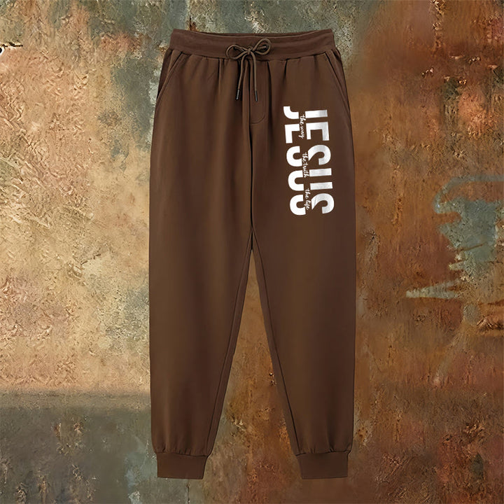 Pantalon de survêtement superposé à l'effigie de Jésus, créé par Christianartworkshop : un vêtement du quotidien porteur de spiritualité. - image 18