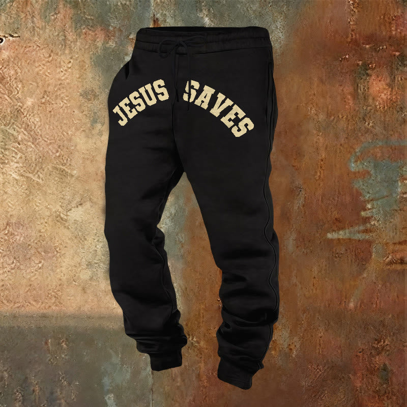 Christianartworkshop Pantalon de survêtement Jésus sauve : un rappel quotidien de la rédemption divine - Noir - 2XL - image 4