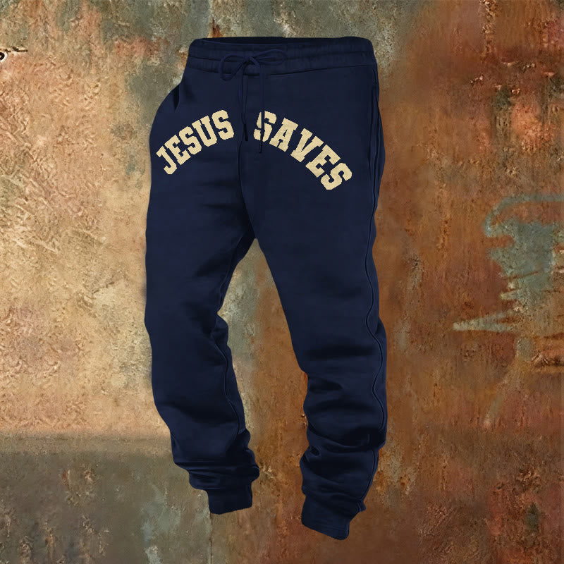 Christianartworkshop Pantalon de survêtement Jésus sauve : un rappel quotidien de la rédemption divine - Bleu marine - 2XL - image 0