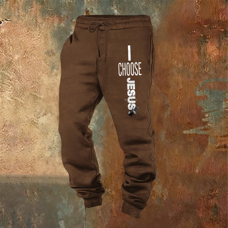 Atelier d'art chrétien - Pantalon de survêtement « Je choisis Jésus » : À porter au quotidien avec un engagement fidèle - Brun - 2XL - image 20