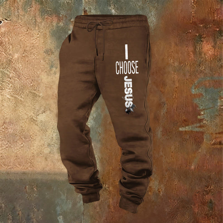 Atelier d'art chrétien - Pantalon de survêtement « Je choisis Jésus » : À porter au quotidien avec un engagement fidèle - Brun - 2XL - image 20