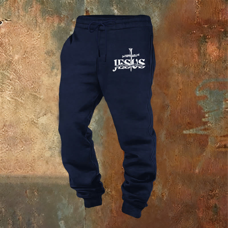 Christianartworkshop Pantalon de survêtement Jésus Épée Foi : Une foi élégante pour les moments du quotidien - Bleu marine - 2XL - image 4