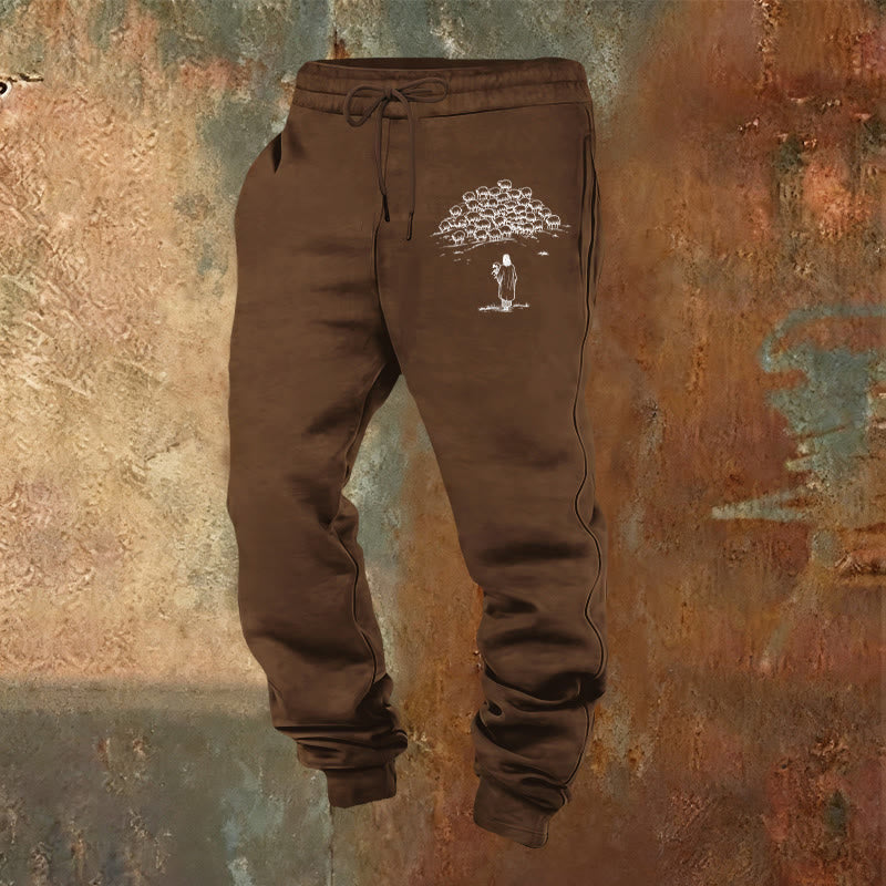 Christianartworkshop Pantalon de survêtement Good Shepherd Faith : À porter au quotidien avec soin spirituel - Brun - 2XL - image 0