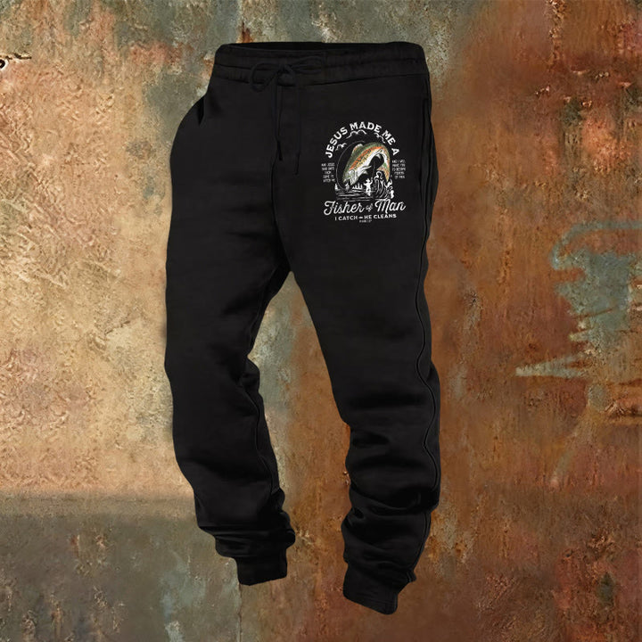 Christianartworkshop Pantalon de survêtement Fisher of Men Faith : Un vêtement du quotidien porteur d'une mission spirituelle - Noir - 2XL - image 8