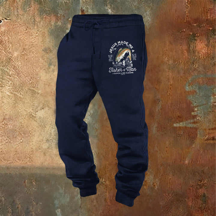 Christianartworkshop Pantalon de survêtement Fisher of Men Faith : Un vêtement du quotidien porteur d'une mission spirituelle - Bleu marine - 2XL - image 4