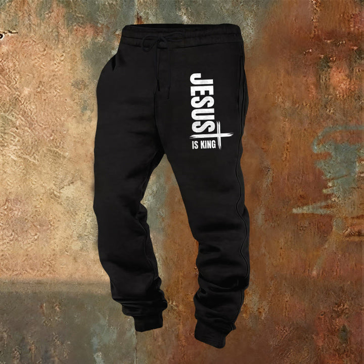 Pantalon de survêtement Christianartworkshop « Jésus est roi » : À porter au quotidien avec une foi royale - Noir - 2XL - image 16