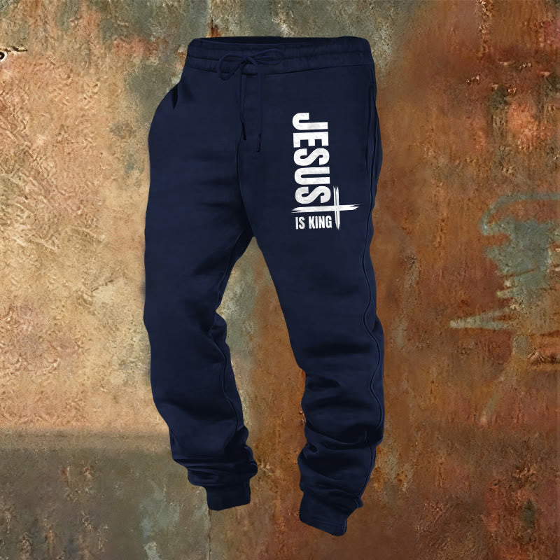 Pantalon de survêtement Christianartworkshop « Jésus est roi » : À porter au quotidien avec une foi royale - Bleu marine - 2XL - image 20