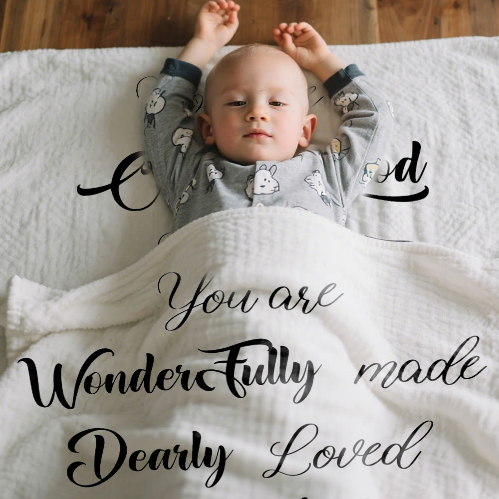 Christianartworkshop Tapisserie inspirée du Psaume 139 de la Bible : Enfant de Dieu pour couverture de nouveau-né - image 1