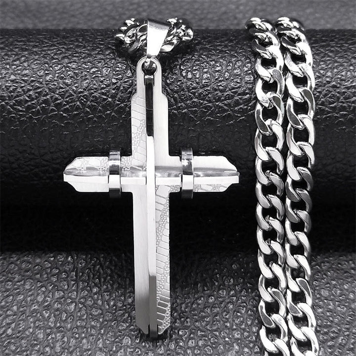 Christianartworkshop Collier croix affirmé : un symbole audacieux de création artisanale et de spiritualité pour un style inspiré par la foi - Argent - image 0