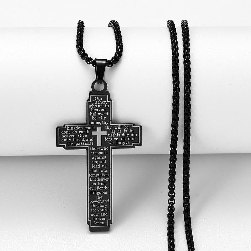 Christianartworkshop Collier pendentif croix avec verset biblique et dévotion fidèle - Noir - image 3